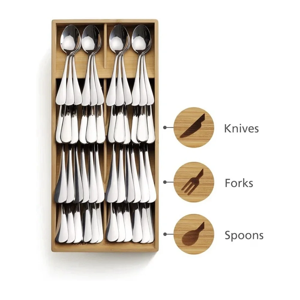 Joseph Joseph Bamboo Cutlery Drawer Organizer Set 5 & 8 Compartments